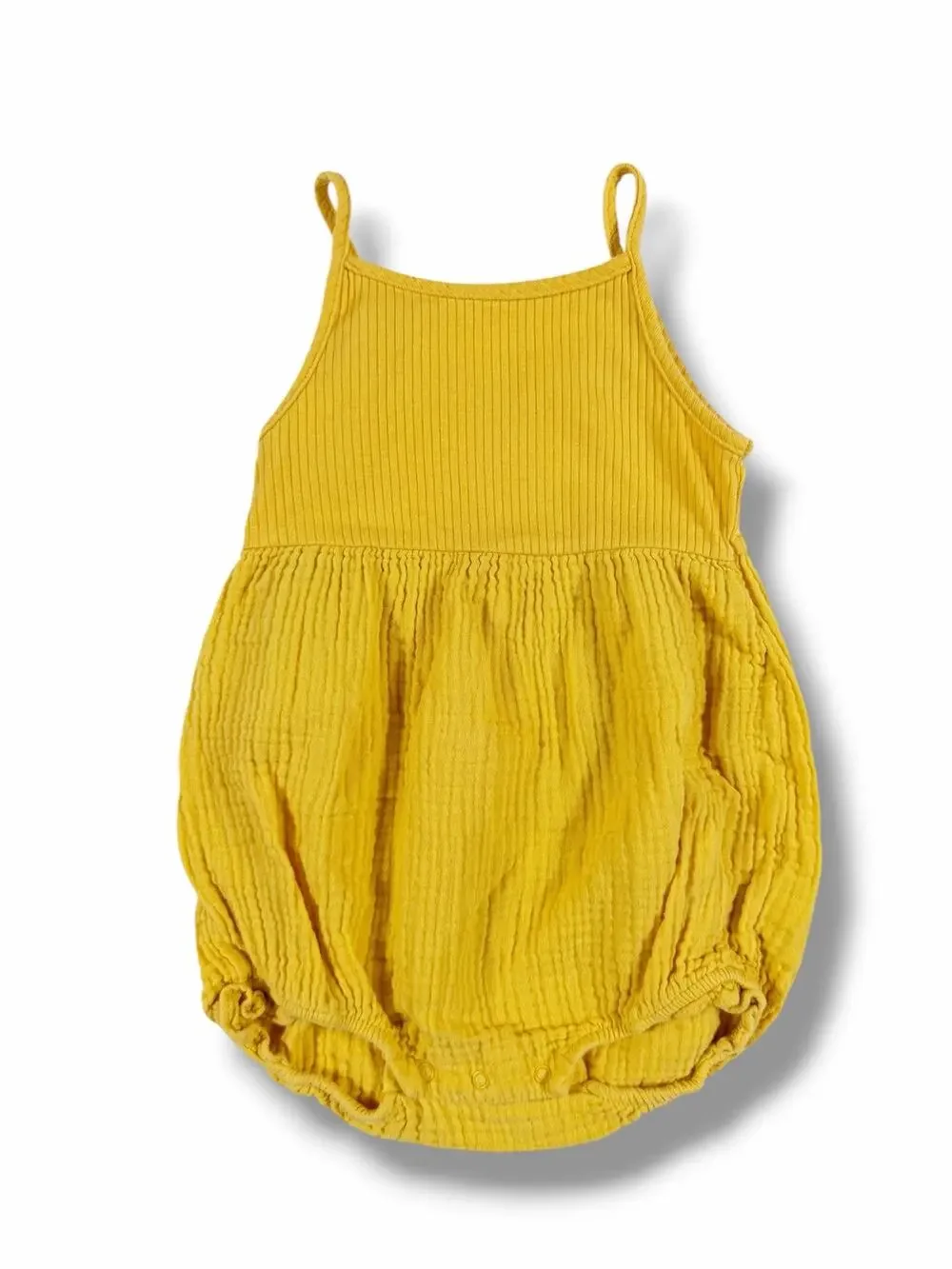 H&M Mustard Double Gauze Bubble Romper Size 9–12 Months